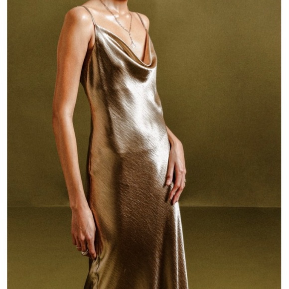 gold cowl neck slip dress Vintage Girl Gold Velvet Cowl Neckline Slip Dress